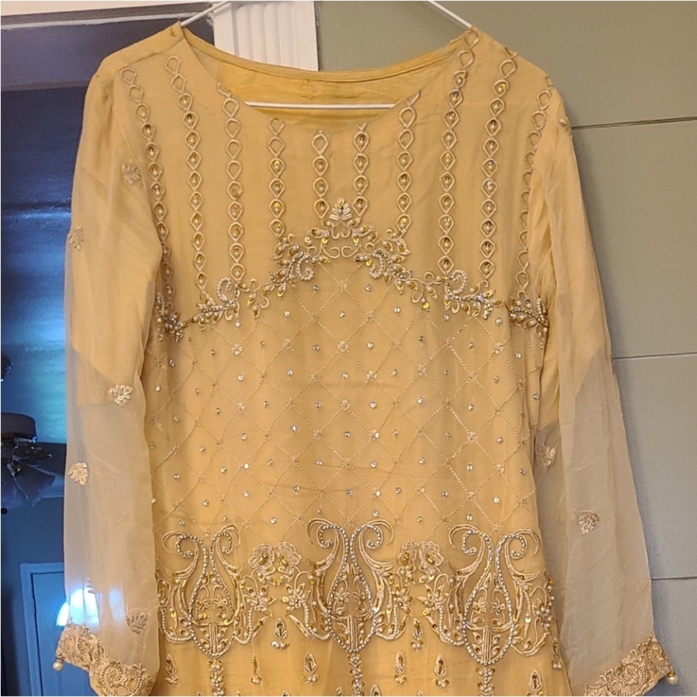 Elegant Embroidered Yellow Dress